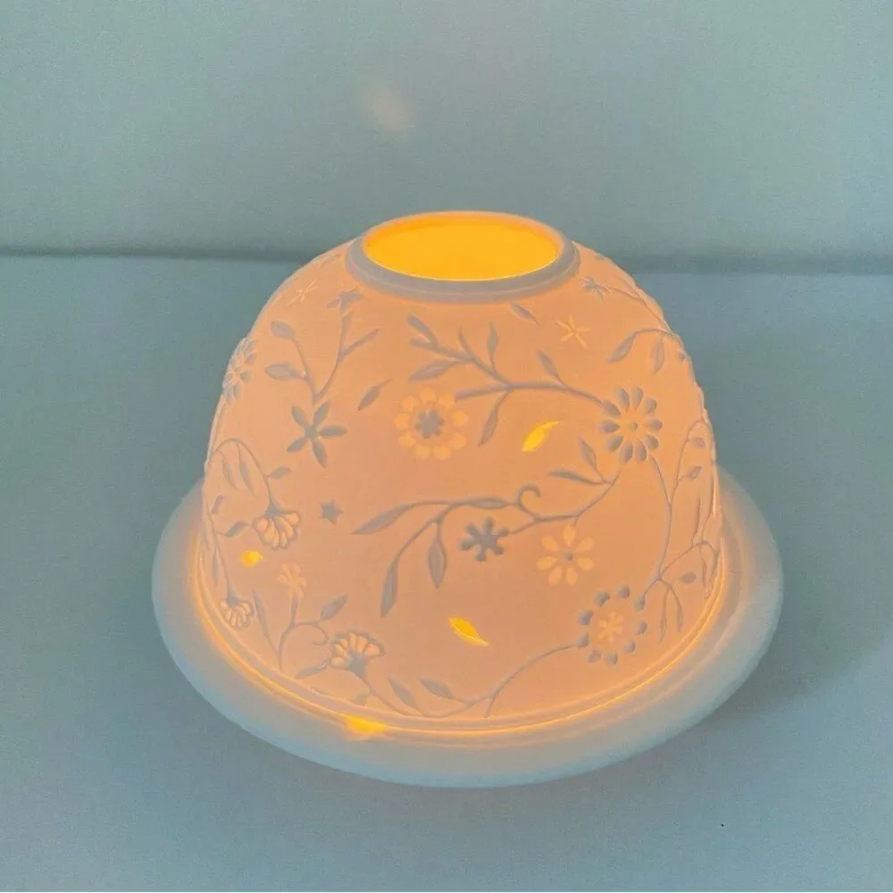 French Porcelain Floral Candle Votive